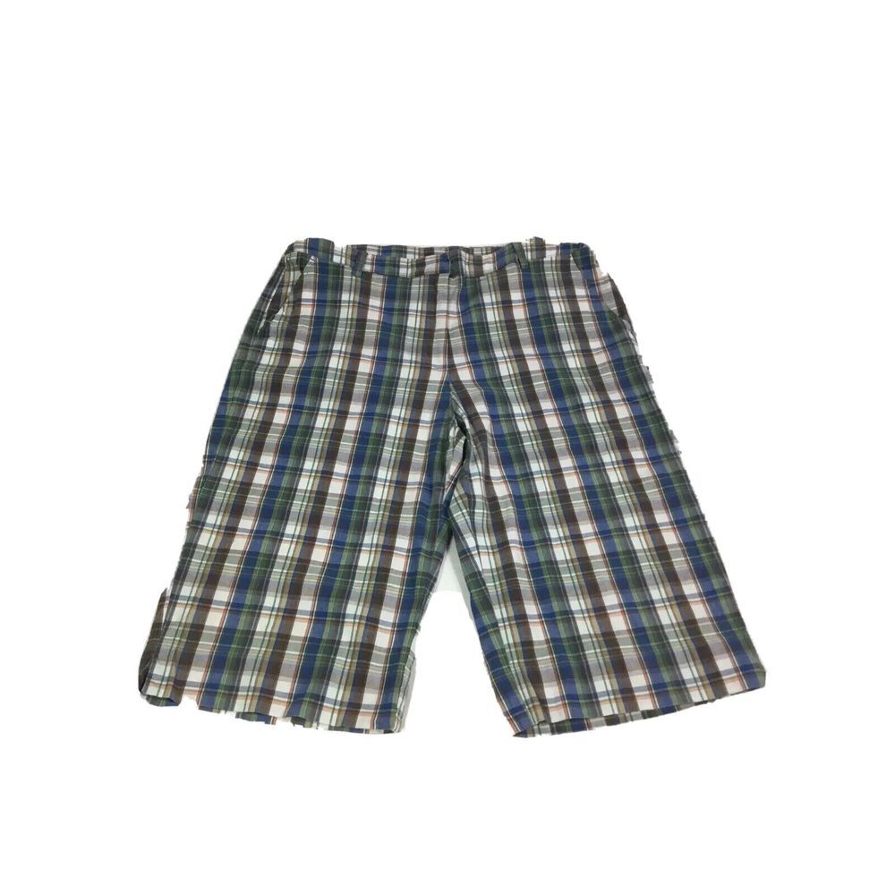 Kim Rogers womens Shorts bermudas Blue plaid Golf comfort stretch waist Size 12